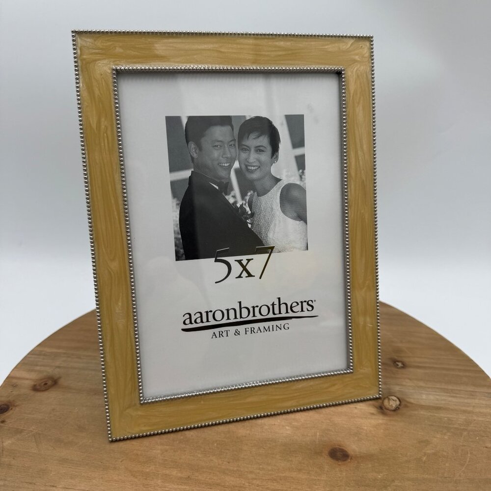 Aaron Bros Metal With yellow swirl enamel picture frame new present birthday